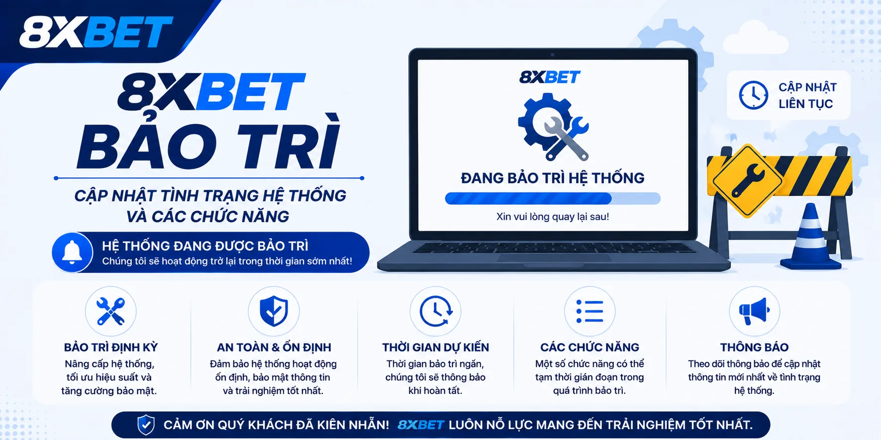 8xBET bảo trì hệ thống