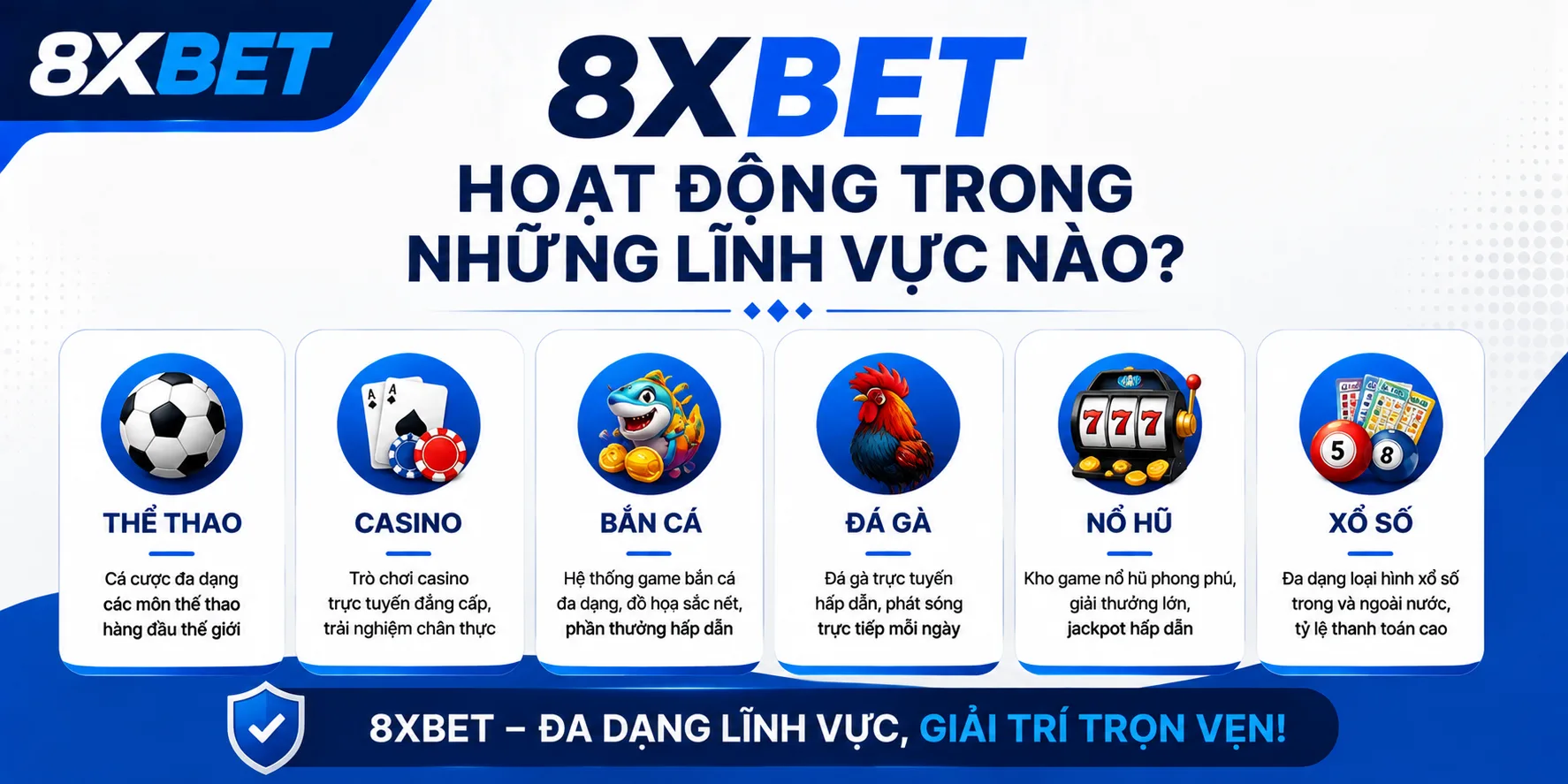 Các lĩnh vực cá cược trực tuyến tại 8xBET