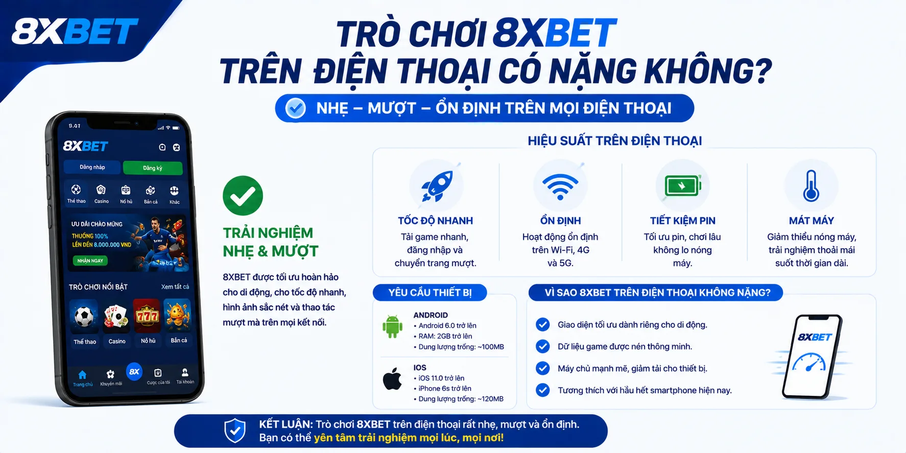 Trò chơi 8xBET có nặng không